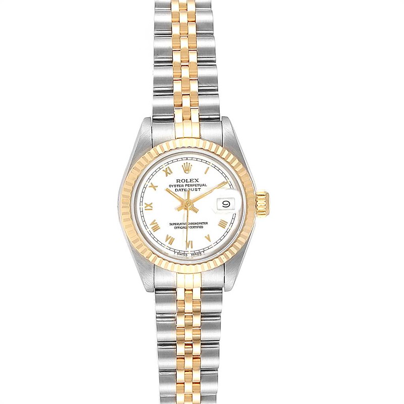 Rolex Datejust Steel Yellow Gold White Dial Ladies Watch 69173 Box SwissWatchExpo