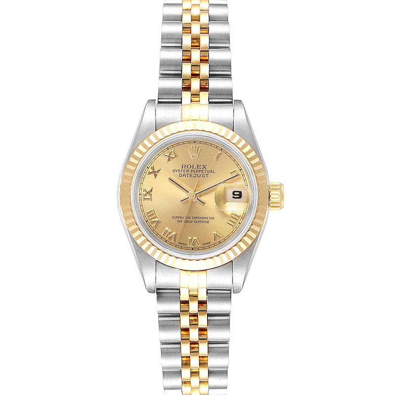Rolex Datejust 26mm Steel Yellow Gold Roman Dial Ladies Watch 69173 SwissWatchExpo