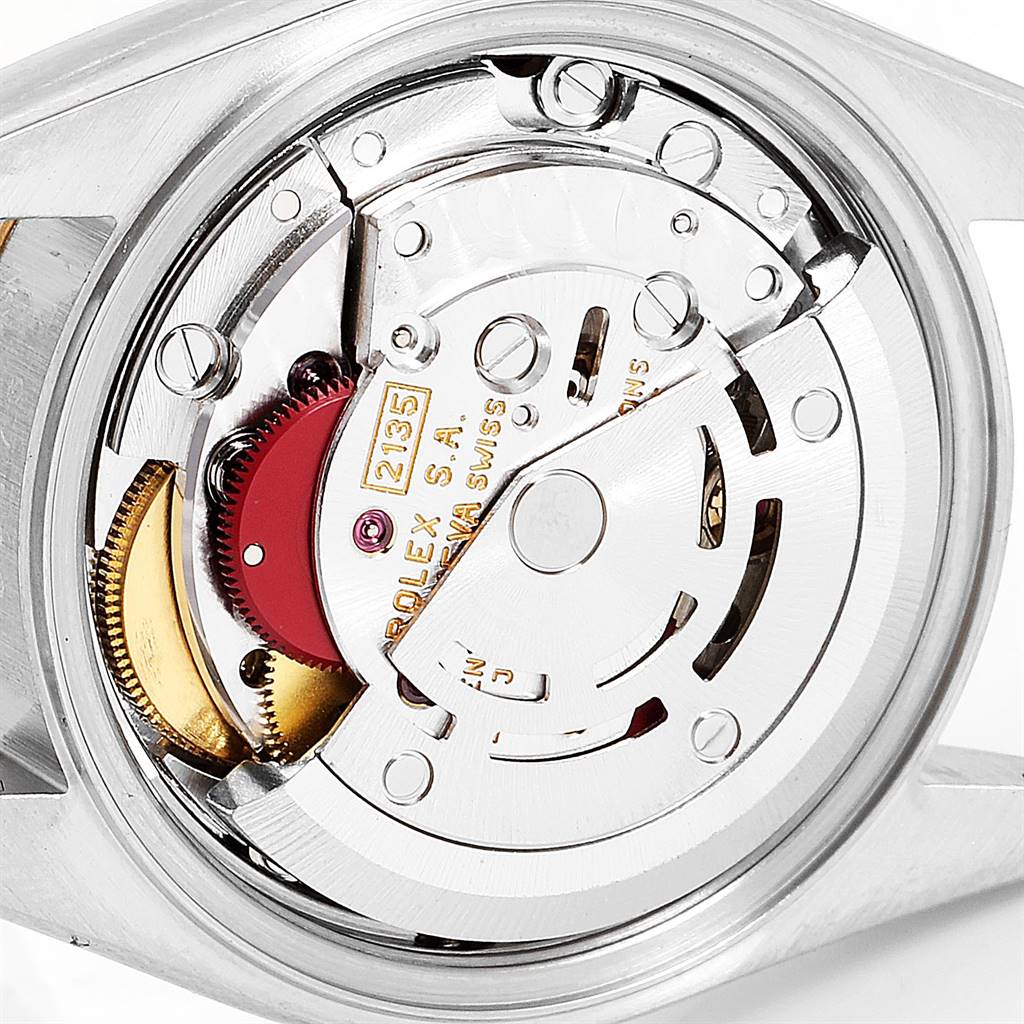 This image shows the internal movement of a Rolex Datejust 69173 Women's Stainless Steel Champagne Dial 69173 Women's Stainless Steel Champagne Dial watch seen from the back.