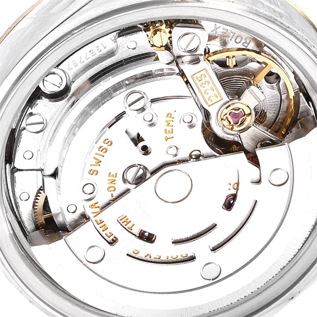 This image shows the movement and internal mechanisms of a Rolex Datejust 79173 Women's Stainless Steel Grey Dial 79173 Women's Stainless Steel Grey Dial watch viewed from the back.