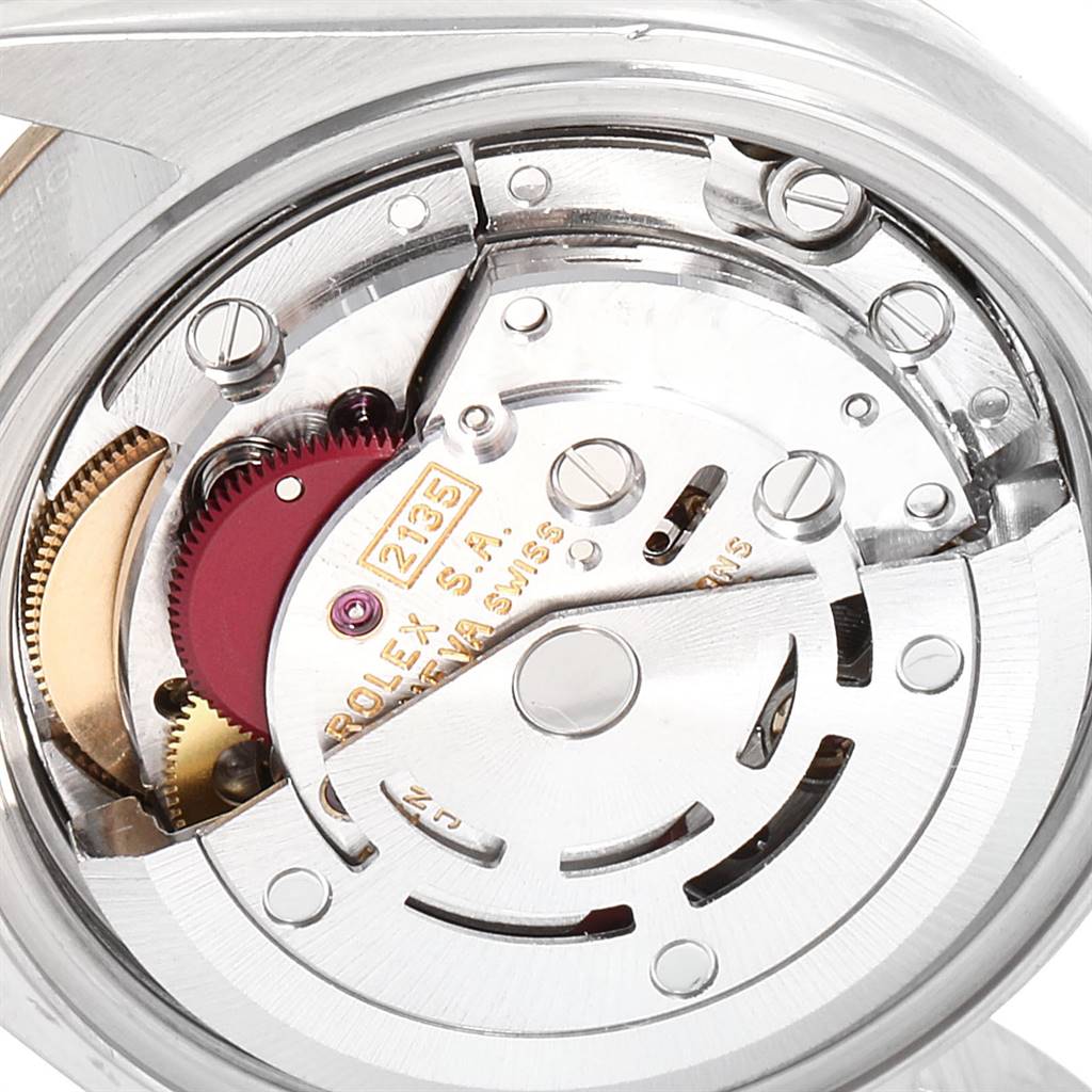 This image shows a close-up view of the Rolex Datejust 69163 Women's Steel and Gold (two tone) Grey Dial 69163 Women's Steel and Gold (two tone) Grey Dial movement components.