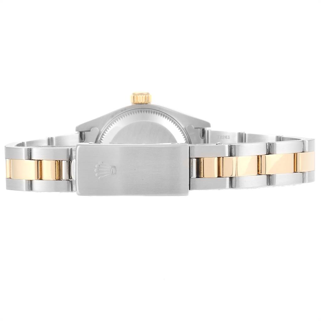 The image shows the back of a Rolex Datejust 79173 Women's Steel and Gold (two tone) Black Dial 79173 Women's Steel and Gold (two tone) Black Dial watch, focusing on the clasp and two-tone bracelet.