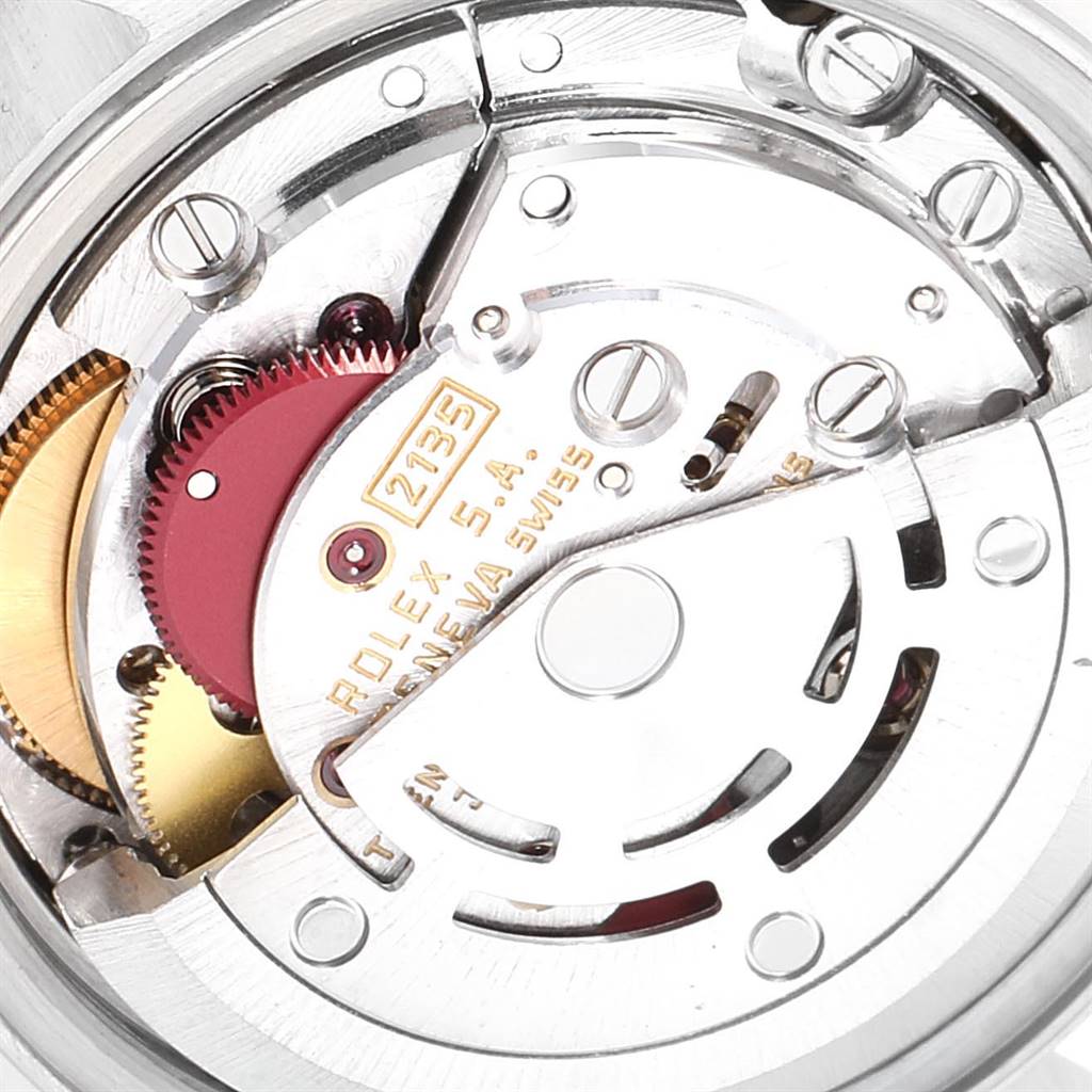 This close-up angle shows the internal mechanical components of the Rolex Datejust 69173 Women's Stainless Steel Champagne Dial 69173 Women's Stainless Steel Champagne Dial watch movement.