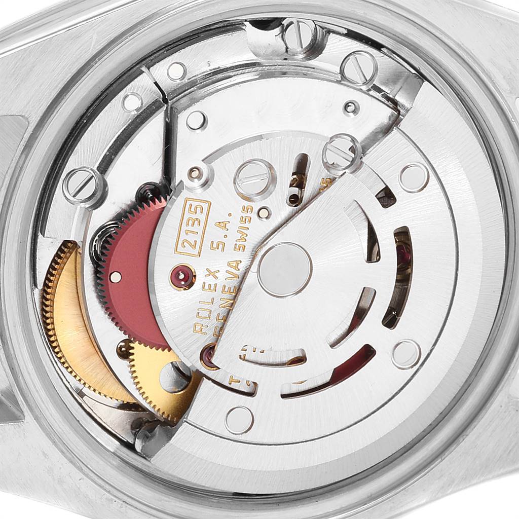 This image shows the internal movement mechanism of a Rolex Datejust 69173 Women's Stainless Steel Silver Dial 69173 Women's Stainless Steel Silver Dial watch from a rear view angle.