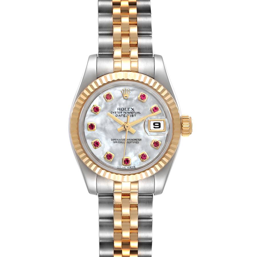 Rolex Datejust Steel Yellow Gold MOP Rubies Ladies Watch 179173 SwissWatchExpo