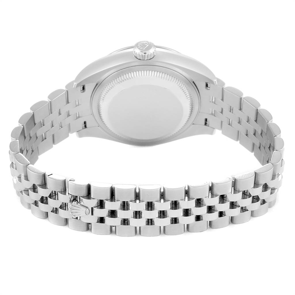 This image shows the back view of a Rolex Datejust 279174 Women's Stainless Steel White Dial 279174 Women's Stainless Steel White Dial, featuring the bracelet and caseback.