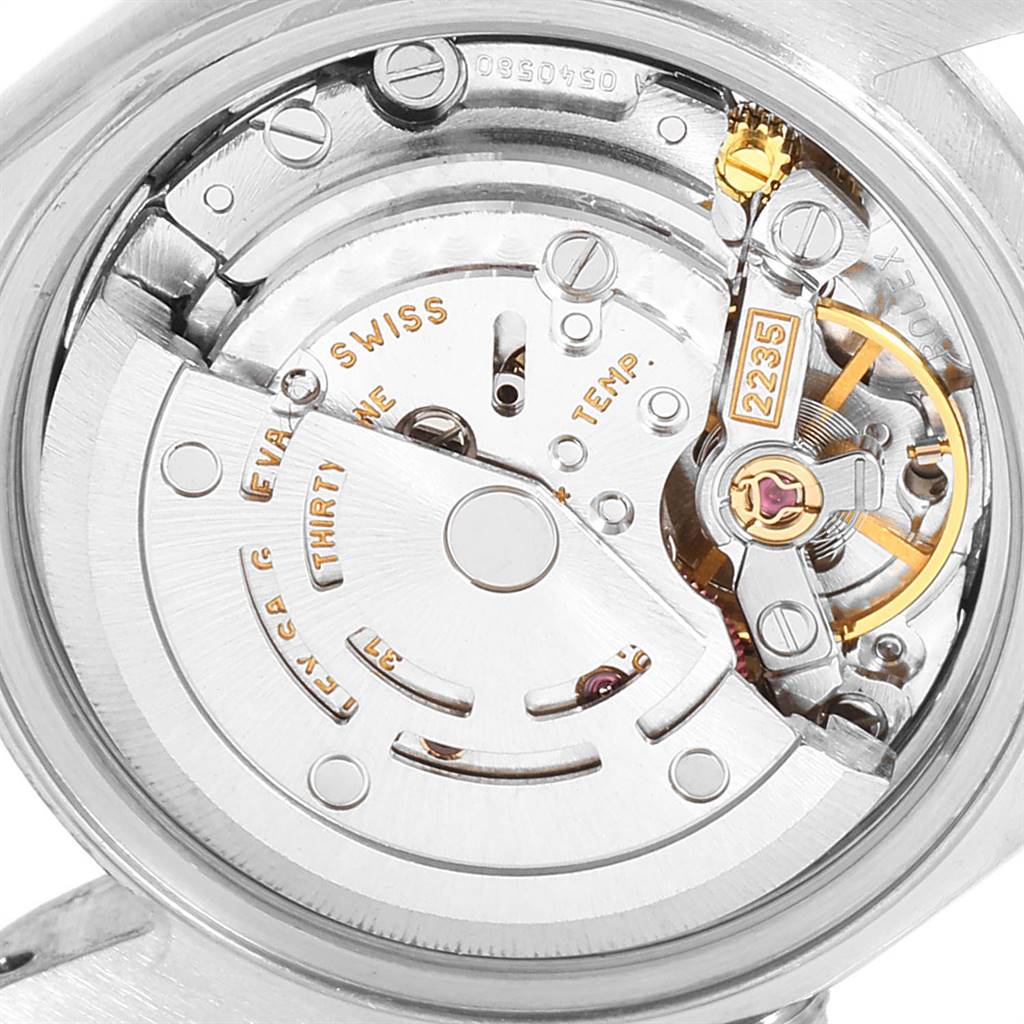 This image shows the movement and internal mechanics of the Rolex Datejust 79174 Women's Stainless Steel Silver Dial 79174 Women's Stainless Steel Silver Dial model from a rear angle.