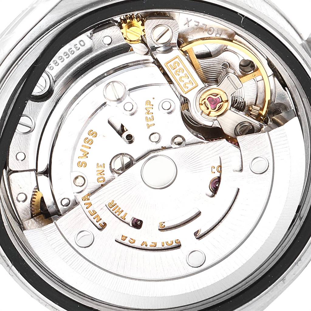 This image shows the inner movement and mechanism of a Rolex Datejust 79174 Women's Stainless Steel Black Dial 79174 Women's Stainless Steel Black Dial watch.