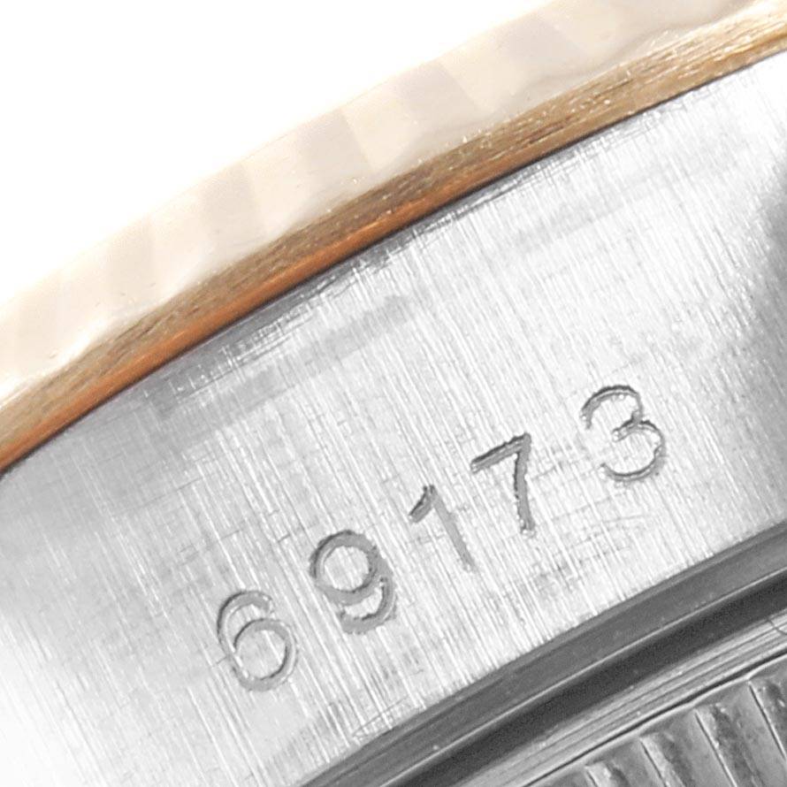 The image shows a close-up of the case side and reference number "69173" of a Rolex Datejust 79173 Women's Stainless Steel Black Dial 79173 Women's Stainless Steel Black Dial watch.