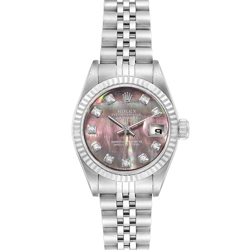 Rolex Datejust Steel White Gold Mother of Pearl Diamond Ladies Watch 79174 SwissWatchExpo