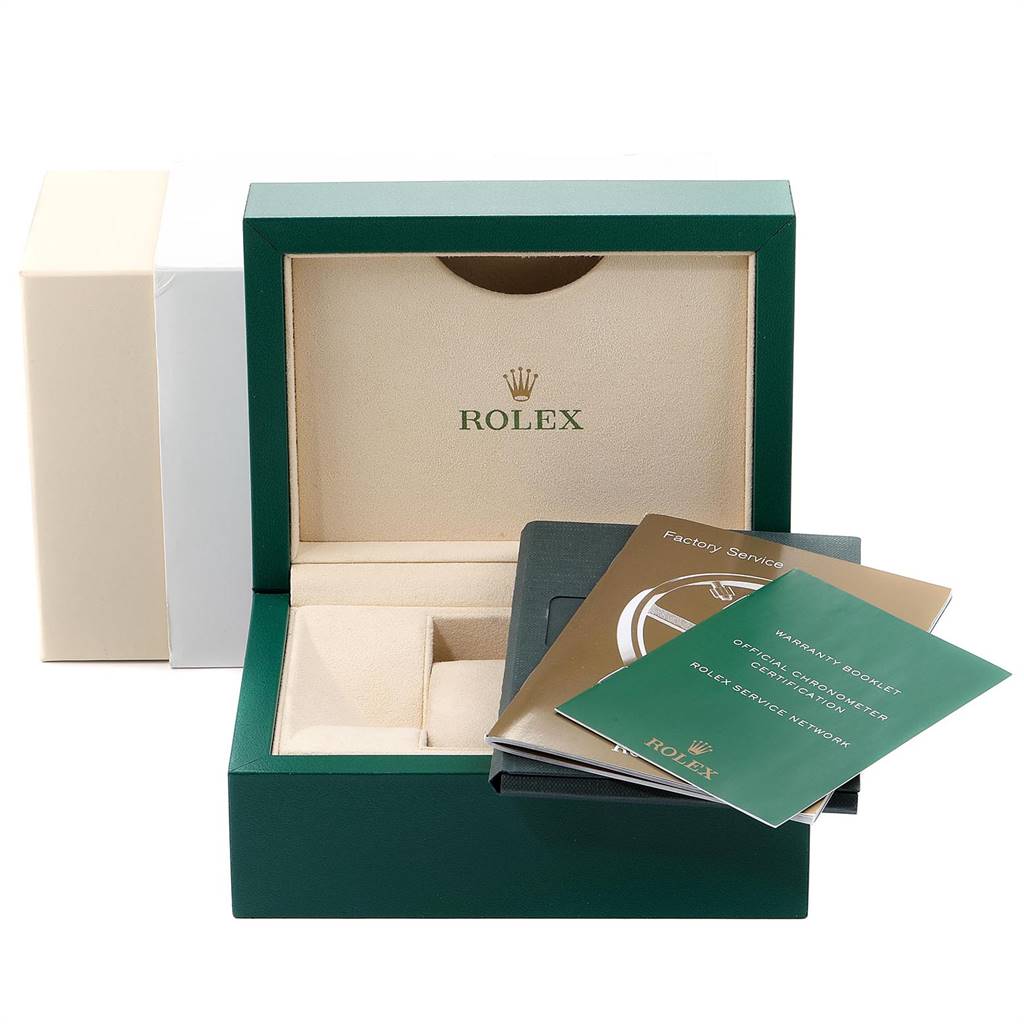 The image shows the open box and documents for a Rolex Datejust 279383 Women's Steel and Gold (two tone) Silver Dial 279383 Women's Steel and Gold (two tone) Silver Dial model, including warranty and service booklets.