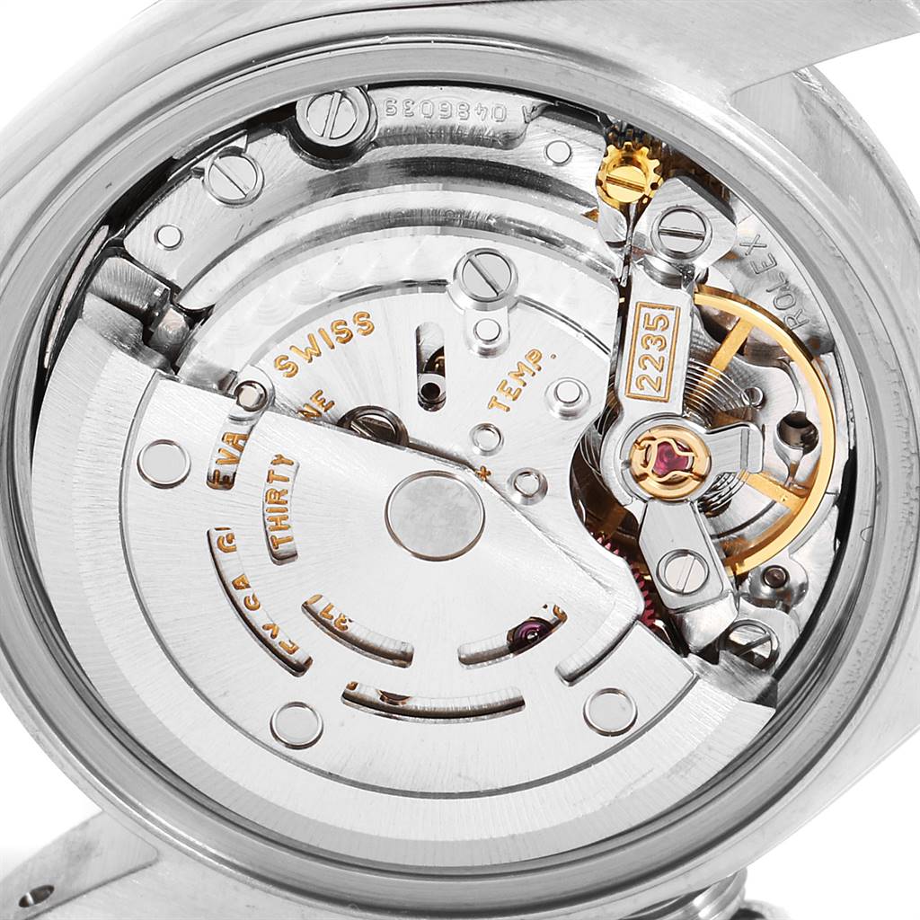 This image shows a close-up of the internal mechanical movement of a Rolex Datejust 79174 Women's Stainless Steel Pink Dial 79174 Women's Stainless Steel Pink Dial watch model.