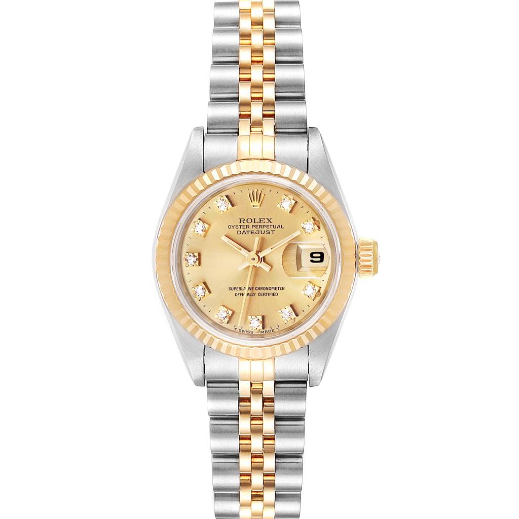 Rolex Datejust 26 Steel Yellow Gold Diamond Dial Ladies Watch 69173 ...