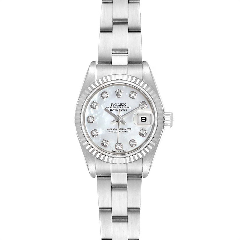 Rolex Datejust Steel White Gold Mother of Pearl Diamond Ladies Watch 79174 SwissWatchExpo