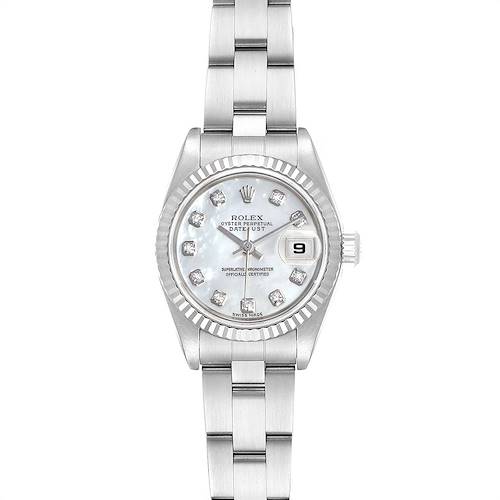 Photo of Rolex Datejust Steel White Gold Mother of Pearl Diamond Ladies Watch 79174