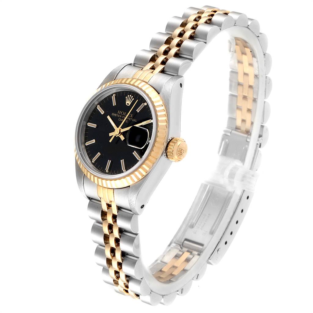 Rolex Datejust Steel Yellow Gold Black Dial Ladies Watch 69173 