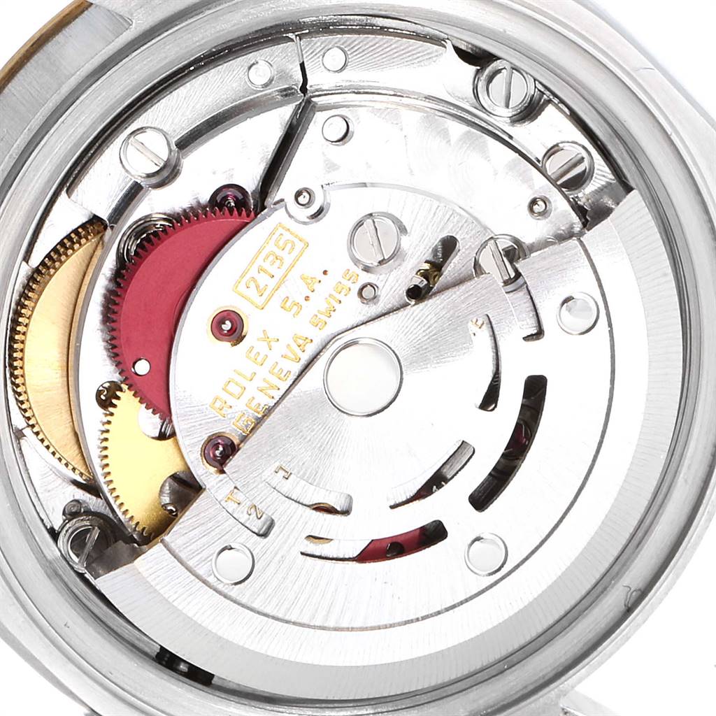 This image shows the internal mechanical movement of a Rolex Datejust 69173 Women's Stainless Steel Champagne Dial 69173 Women's Stainless Steel Champagne Dial watch from a close-up angle.