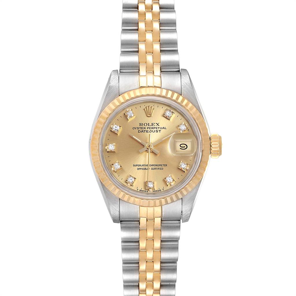 Rolex Datejust 26 Steel Yellow Gold Diamond Dial Ladies Watch 69173 ...