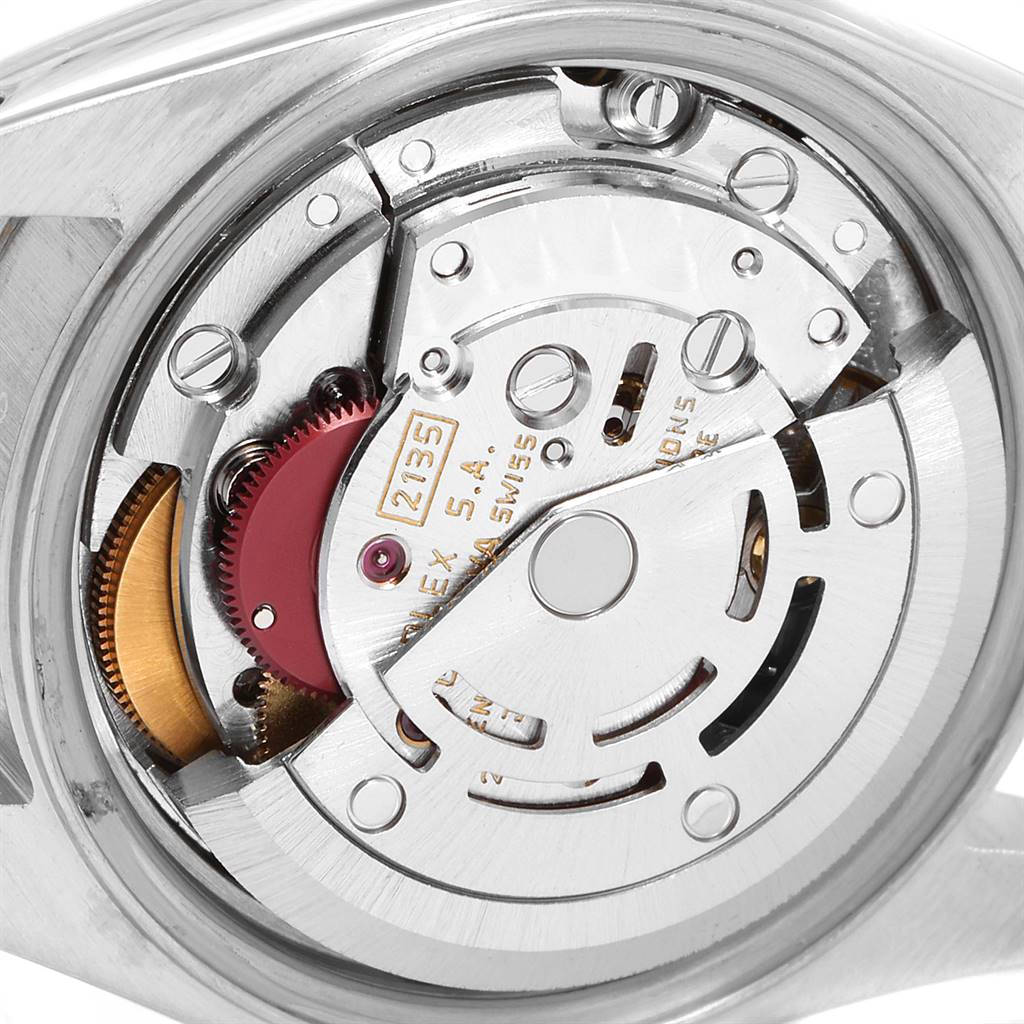 This close-up image shows the intricate movement and internal mechanism of the Rolex Datejust 69173 Women's Stainless Steel Champagne Dial 69173 Women's Stainless Steel Champagne Dial watch.