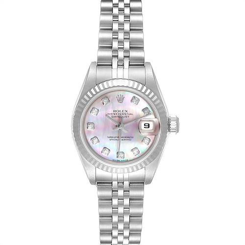Photo of Rolex Datejust Steel White Gold MOP Diamond Ladies Watch 79174 Box Papers