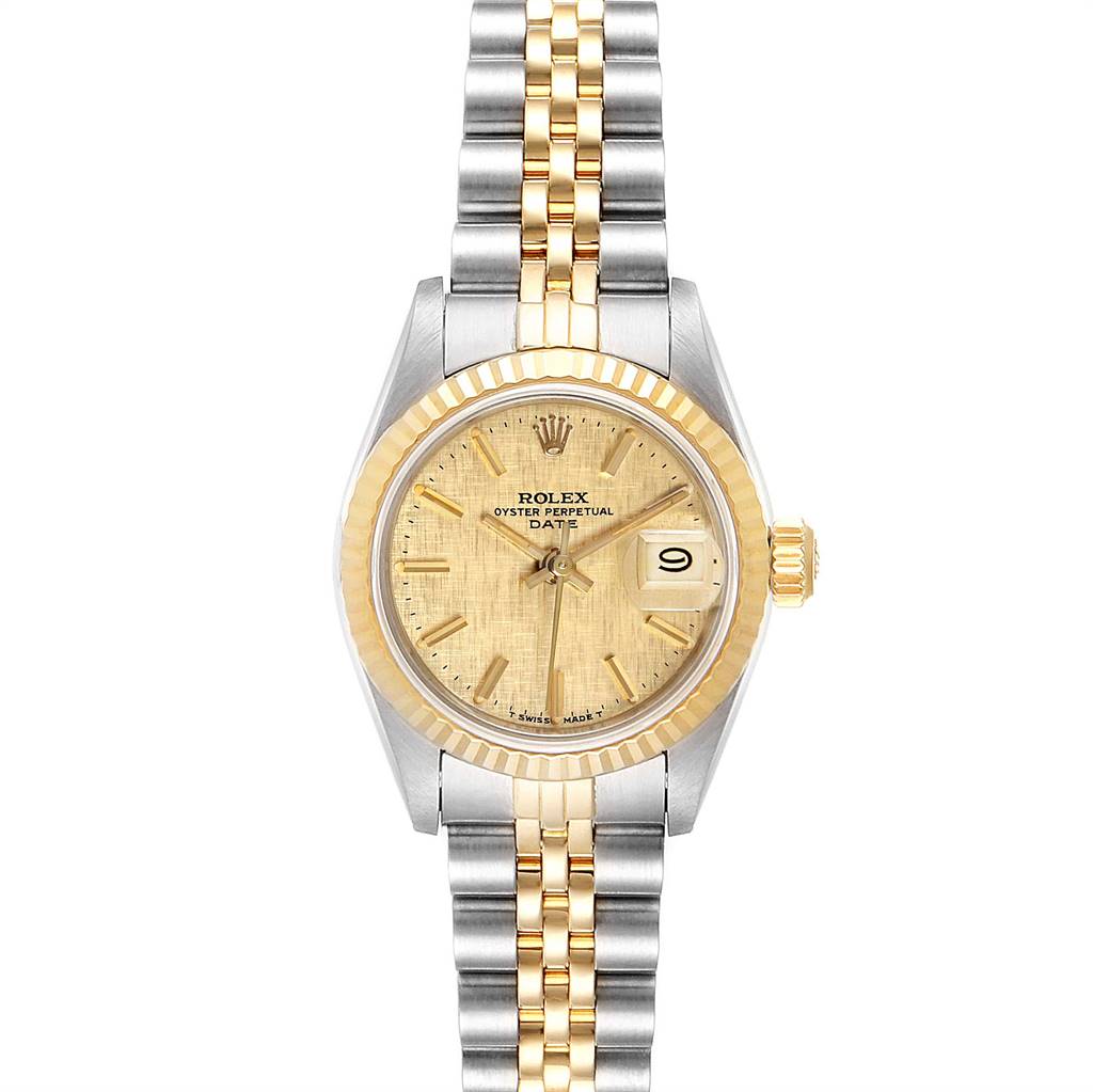 Rolex Datejust 26mm Steel Yellow Gold Linen Dial Ladies Watch 69173 ...