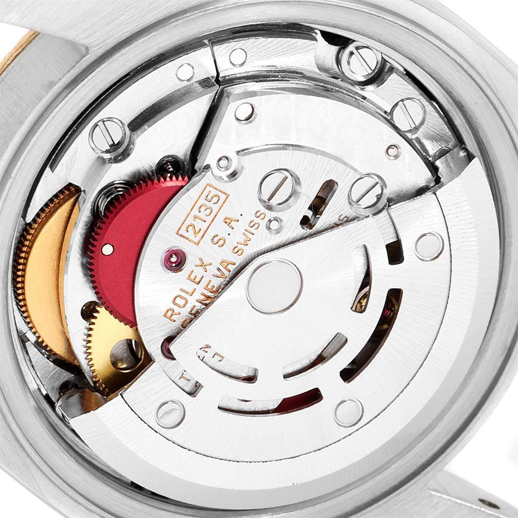The image shows the inner mechanical movement of a Rolex Datejust 69173 Women
s Stainless Steel Black Dial 69173 Women
s Stainless Steel Black Dial watch, viewed from the back.