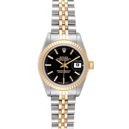 Photo of Rolex Datejust Steel Yellow Gold Black Dial Ladies Watch 69173