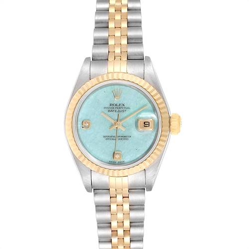 Photo of Rolex Datejust Steel Yellow Gold Blue Jadeite Diamond Ladies Watch 79173