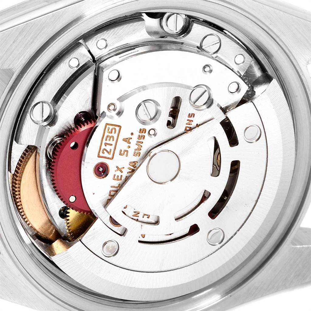 This image shows the movement mechanism of a Rolex Datejust 69173 Women's Stainless Steel Beige Dial 69173 Women's Stainless Steel Beige Dial watch, viewed from the back with the case removed.