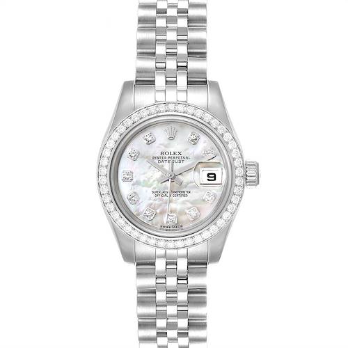 Photo of Rolex Datejust Steel White Gold MOP Diamond Ladies Watch 179384 Box Card