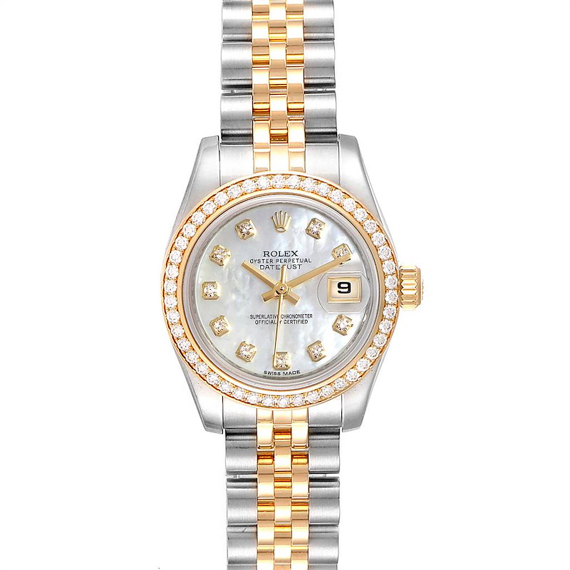Rolex Datejust 26 Steel Yellow Gold MOP Diamond Ladies Watch 179383 SwissWatchExpo