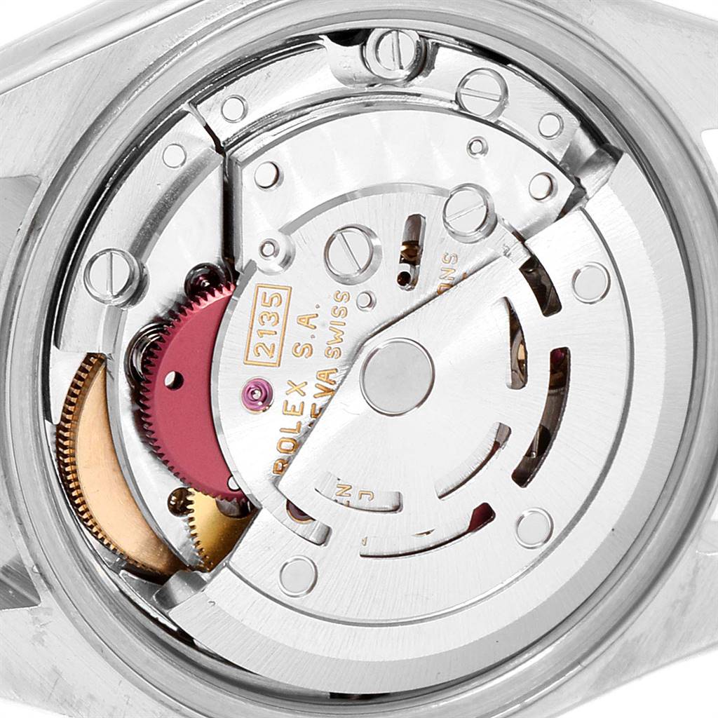 This image shows the internal mechanism of a Rolex Datejust 69173 Women's Stainless Steel Silver Dial 69173 Women's Stainless Steel Silver Dial watch, specifically the movement from the back.