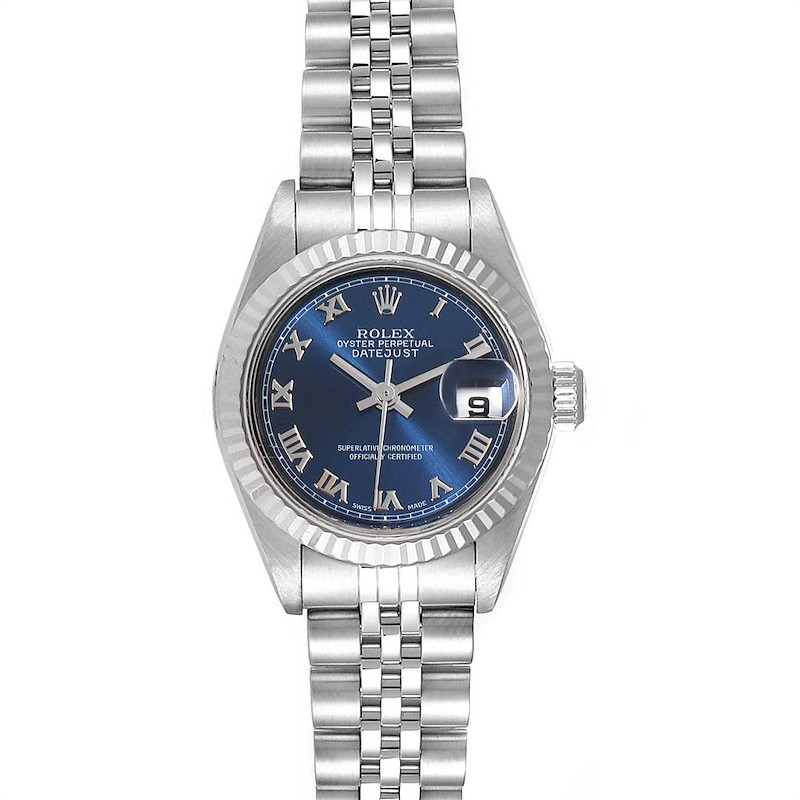 Rolex Datejust 26 Steel White Gold Blue Dial Ladies Watch 79174 SwissWatchExpo