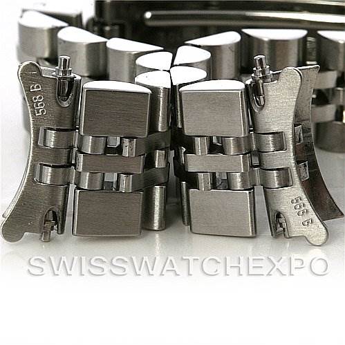 The image shows a close-up of the stainless steel bracelet links for a Rolex Datejust 79174 Women's Stainless Steel White Dial 79174 Women's Stainless Steel White Dial watch.