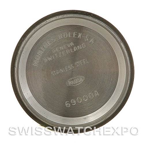 This is the internal case back of a Rolex Datejust 69174 Women's Stainless Steel Black Dial 69174 Women's Stainless Steel Black Dial watch, showing engravings and model numbers.