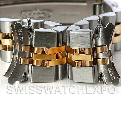 This image shows a close-up of the metal bracelet links for a Rolex Datejust 69173 Women's Stainless Steel Champagne Dial 69173 Women's Stainless Steel Champagne Dial watch, highlighting the two-tone design.