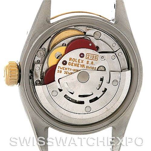 This image shows the internal movement of a Rolex Datejust 69163 Women's Stainless Steel Grey Dial 69163 Women's Stainless Steel Grey Dial model, viewed from the back case removed.