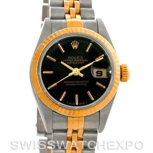 Photo of Rolex Datejust Ladies Steel 18k Yellow Gold Black Dial 69173