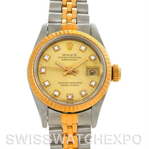 Photo of Rolex Datejust Ladies Steel 18k Yellow Gold Diamond Dial 69173