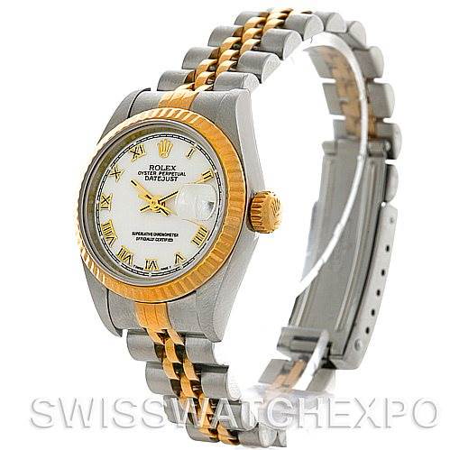 Rolex Datejust Ladies Steel 18k Yellow Gold White Dial 69173 SwissWatchExpo