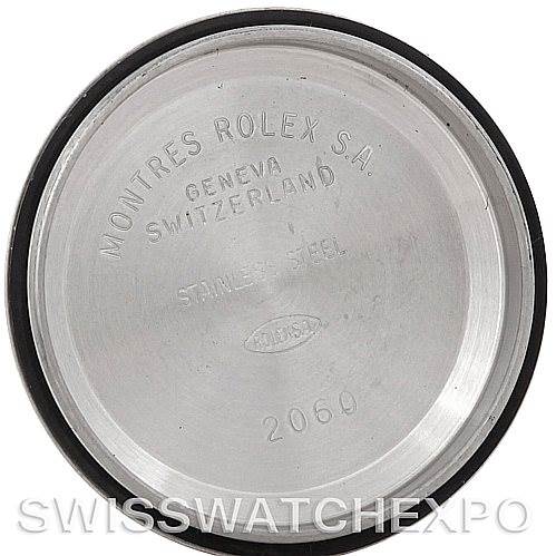 This image shows the inside of the case back of a Rolex Datejust 79174 Women's Stainless Steel Beige Dial 79174 Women's Stainless Steel Beige Dial watch, displaying the brand's engraving.