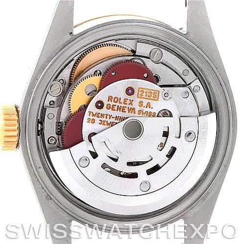 The image shows the movement mechanism of a Rolex Datejust 69173 Women's Stainless Steel Champagne Dial 69173 Women's Stainless Steel Champagne Dial watch with the back case removed.