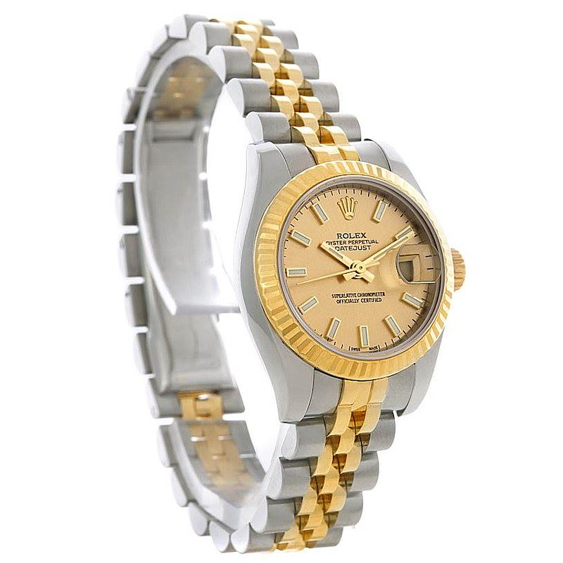 Rolex Datejust Ladies Steel 18K Yellow Gold Watch 179173 with custom diamond dial SwissWatchExpo