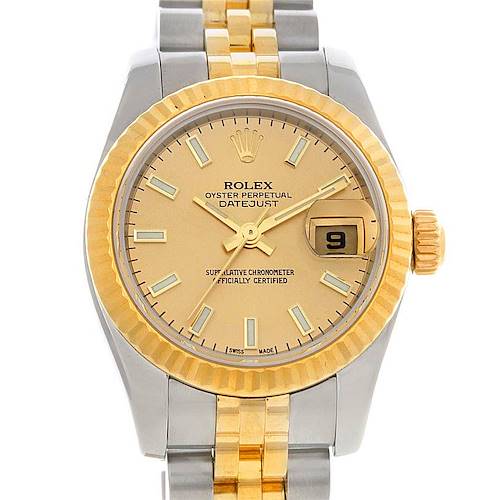Photo of Rolex Datejust Ladies Steel 18K Yellow Gold Watch 179173 with custom diamond dial
