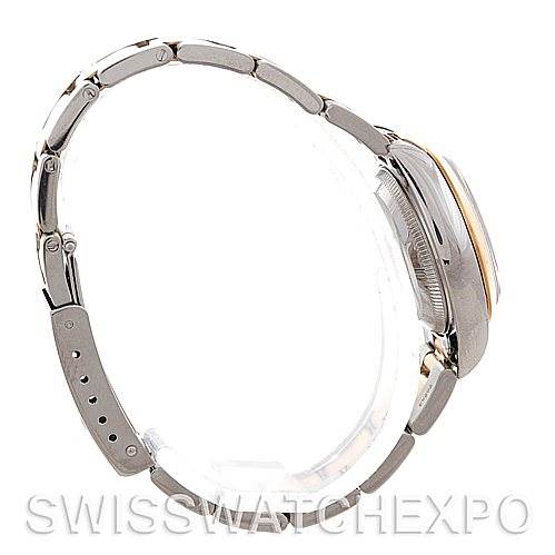 The image shows a side profile of a Rolex Datejust 79163 Women's Steel and Gold (two tone) Black Dial 79163 Women's Steel and Gold (two tone) Black Dial watch, highlighting the bracelet and case.