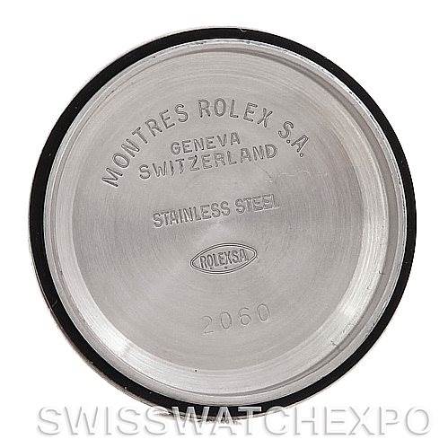 This image shows the inner side of the case back of a Rolex Datejust 79173 Women's Stainless Steel Mother of Pearl Dial 79173 Women's Stainless Steel Mother of Pearl Dial watch, highlighting its markings and stainless steel construction.