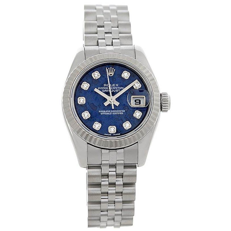 Rolex Datejust Ladies Sodalite Diamond Dial Watch 179174 SwissWatchExpo