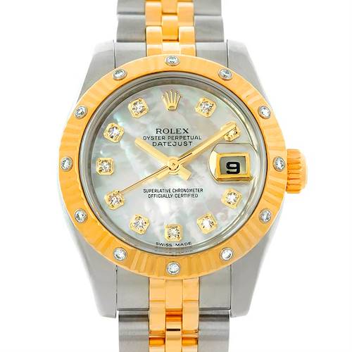 Photo of Rolex Datejust Ladies Steel 18k Yellow Gold Diamond Watch 179313
