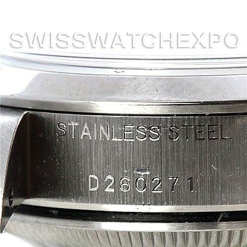 The image shows a close-up of the case side and serial number of a Rolex Datejust 79160 Women's Stainless Steel White Dial 79160 Women's Stainless Steel White Dial watch.