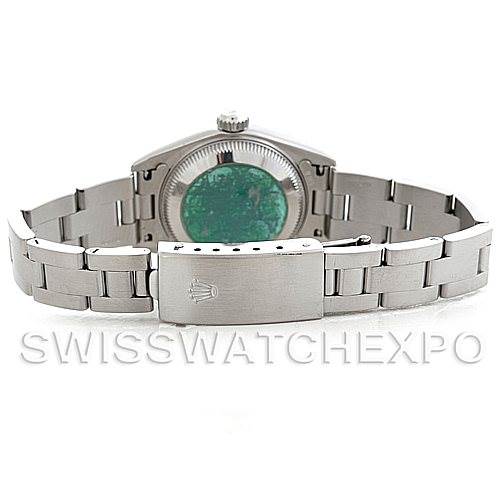 The image shows the back and clasp of a Rolex Datejust 79160 Women's Stainless Steel White Dial 79160 Women's Stainless Steel White Dial watch, focusing on the bracelet and case back.